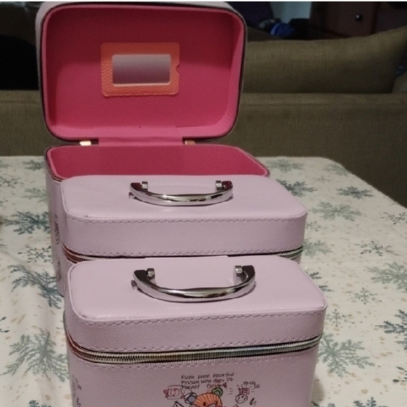 Pink Cartoon Print Cosmetic Case 3 Set - Picture 2 of 5